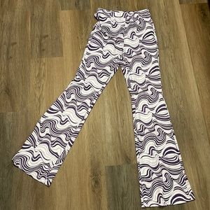 Purple and white flare printed pants